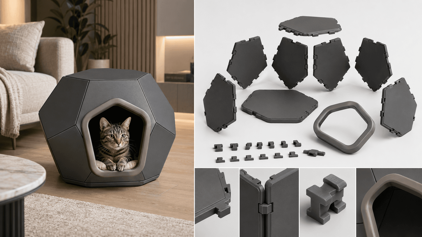 Modern Geometrik Kedi Evi